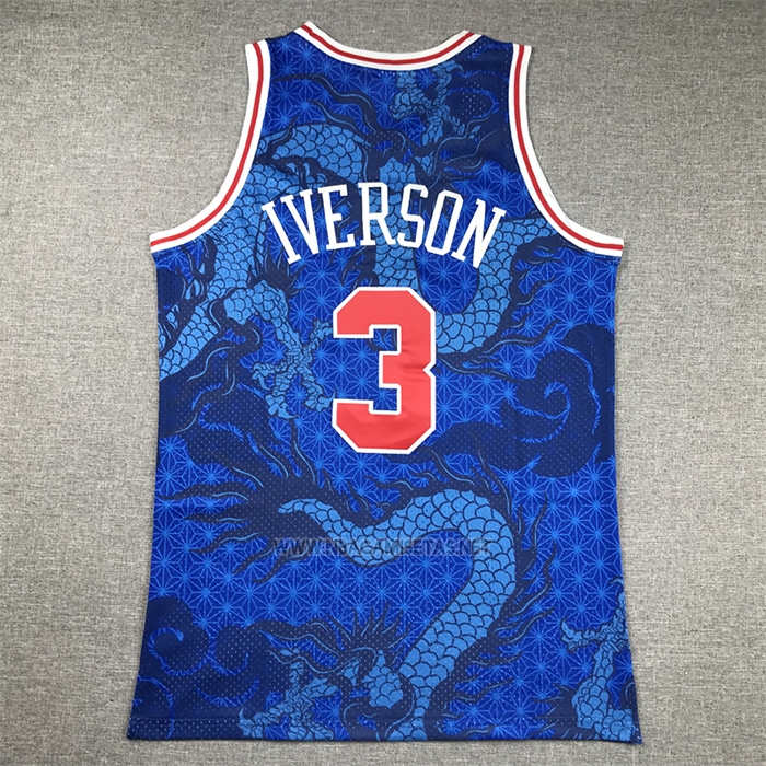 Camiseta Philadelphia 76ers Allen Iverson NO 3 Asian Heritage Throwback 1996-97 Azul